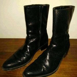 Robert Clergerie Black Snakeskin Boots 8.5 B